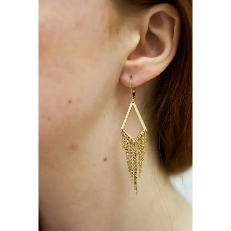 Kolczyki złote wiszące łańcuszki Kolczyki złote wiszące łańcuszki